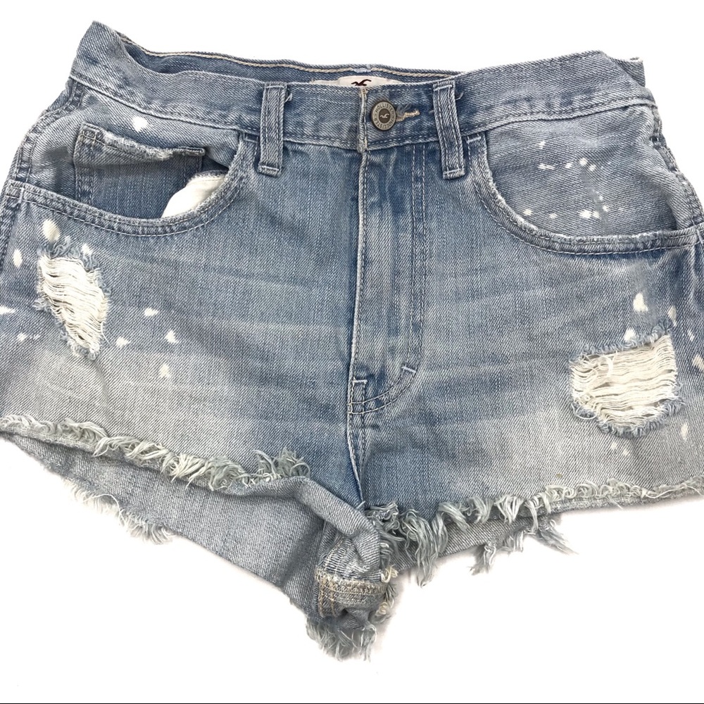 Hollister Distressed Light Wash Jean Shorts Sz 3
